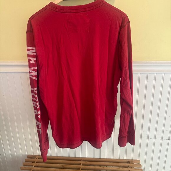 Aeropostale A87 Mens Red Long Sleeve Graphic Tee XL 100% Cotton NYC Ath Dept - Picture 2 of 7